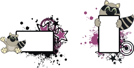 raccoon baby cartoon copyspace in vector format very easy to editのイラスト素材