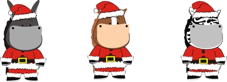 cartoon animals xmas set in vector formatのイラスト素材
