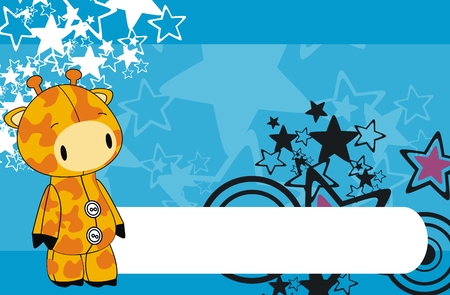 giraffe cartoon background in vector formatのイラスト素材