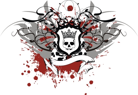 heraldic skull coat of arms in vector formatのイラスト素材