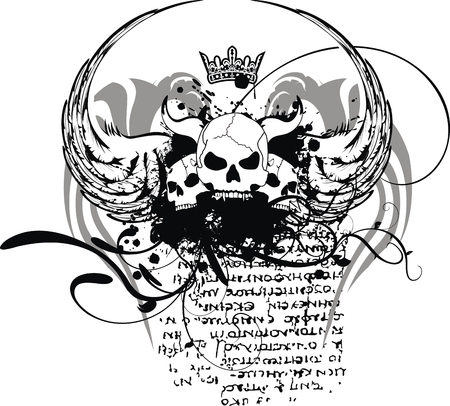 heraldic skull coat of arms in vector formatのイラスト素材