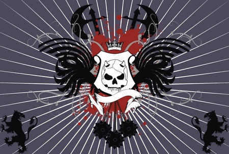 heraldic skull coat of arms background in vector formatのイラスト素材