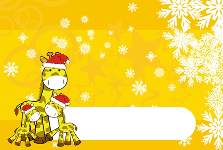 giraffe cartoon xmas backgroundのイラスト素材