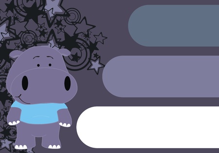 hippo cartoon copyspace のイラスト素材