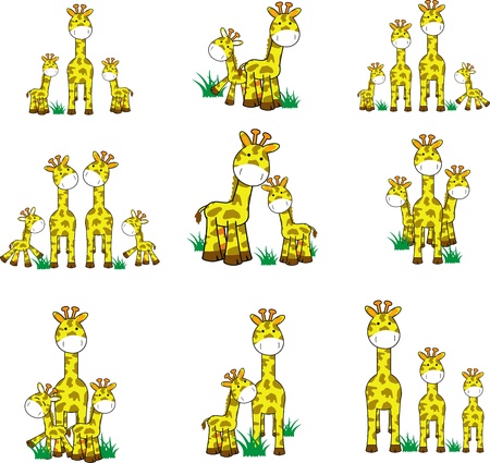 giraffe cartoon set のイラスト素材
