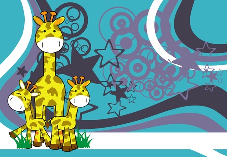 giraffe cartoon backgroundのイラスト素材