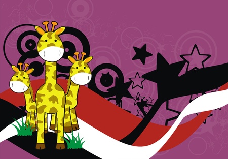 giraffe cartoon background のイラスト素材
