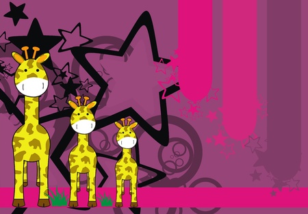 giraffe cartoon backgroundのイラスト素材