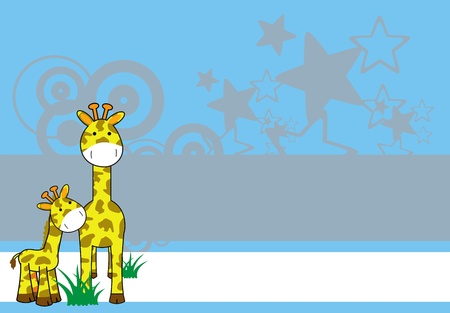 giraffe cartoon background のイラスト素材