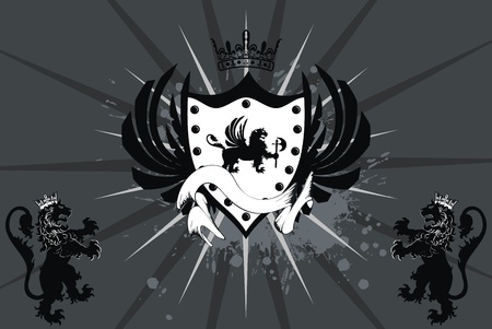 heraldic gryphon coat of arms background のイラスト素材