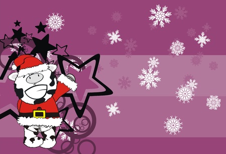 cow xmas claus cartoon backgroundのイラスト素材