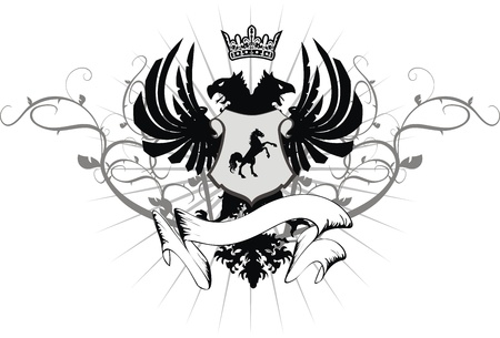 heraldic eagle double head coat of arms in formatのイラスト素材