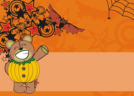 teddy pumpkin cartoon background のイラスト素材