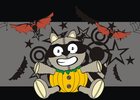 raccoon pumpkin cartoon backgroundのイラスト素材