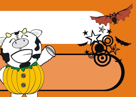 cow  pumpkin cartoon background のイラスト素材