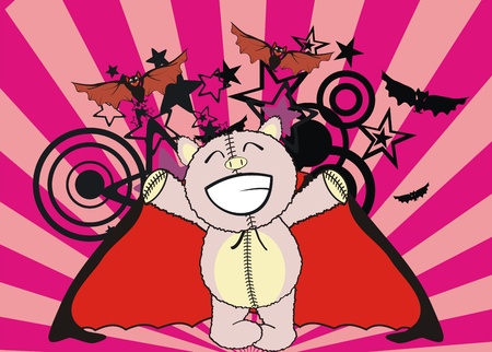 pig bat cartoon background のイラスト素材