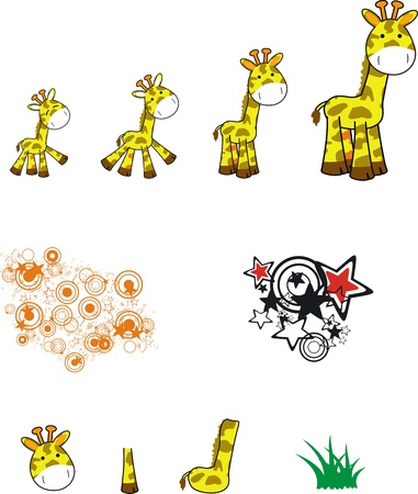 giraffe cartoon asetのイラスト素材