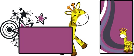 giraffe cartoon backgroundのイラスト素材