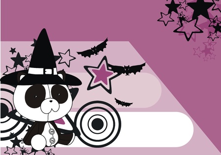 panda  witch cartoon background のイラスト素材