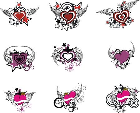 winged heart setのイラスト素材