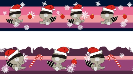 raccoon  claus cartoon banner のイラスト素材