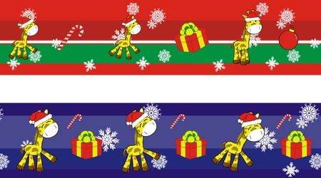 giraffe cartoon xmas banner のイラスト素材
