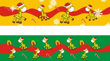 giraffe cartoon xmas banner のイラスト素材
