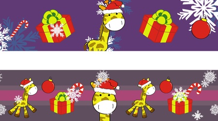 giraffe cartoon xmas banner のイラスト素材