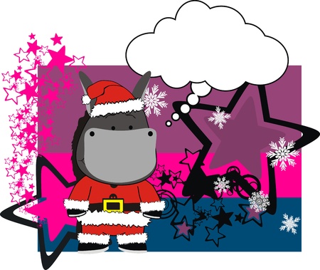donkey cartoon xmas card のイラスト素材