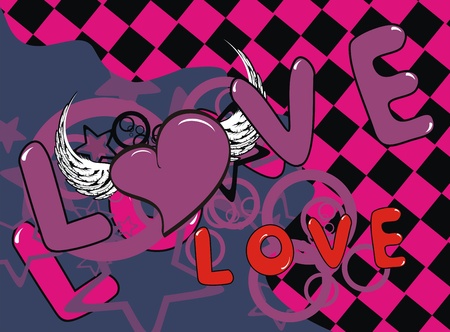 valentine heart cartoon backgroundのイラスト素材