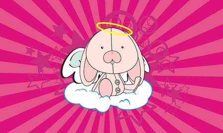 bunny angel cartoon background のイラスト素材