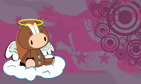 horse angel cartoon background のイラスト素材