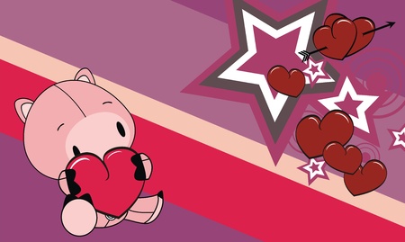 pig cartoon valentine background のイラスト素材
