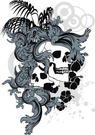 hawaiian skull ornamentのイラスト素材