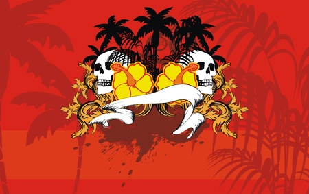 heraldic hawaiian skull backgorundのイラスト素材