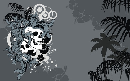 heraldic hawaiian skull backgorundのイラスト素材