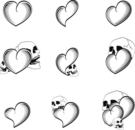 heart tattoo skull in vector format very easy to editのイラスト素材