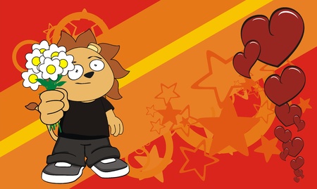 lion kid cartoon background in vector formatのイラスト素材