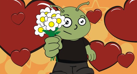 alien kid cartoon backgroundのイラスト素材