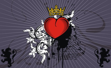 heraldic heart backgroundのイラスト素材