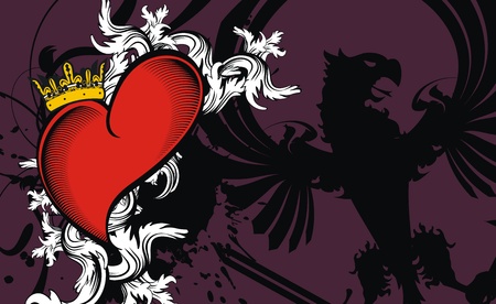 heraldic heart backgroundのイラスト素材