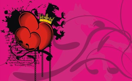 heraldic heart backgroundのイラスト素材