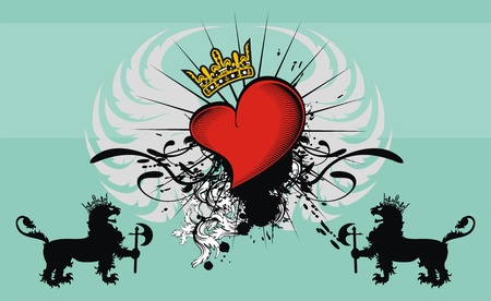 heraldic heart backgroundのイラスト素材