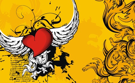 heraldic heart backgroundのイラスト素材