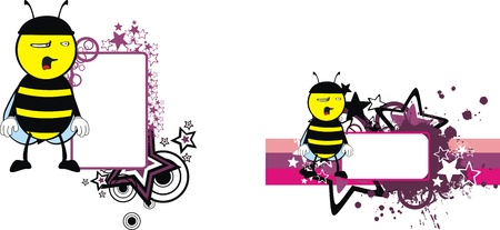 bee  cartoon copyspace in vector formatのイラスト素材