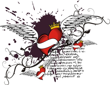 heraldic heart in vector formatのイラスト素材