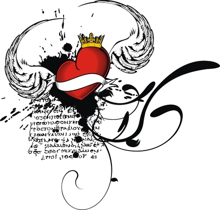 heraldic heart in vector formatのイラスト素材