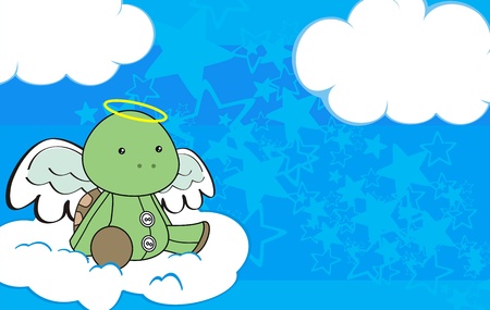 turtle angel cartoon background in vector formatのイラスト素材