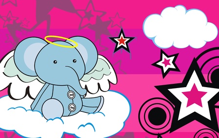 elephant  angel cartoon background in vector formatのイラスト素材