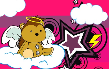porcupine angel cartoon background in vector formatのイラスト素材